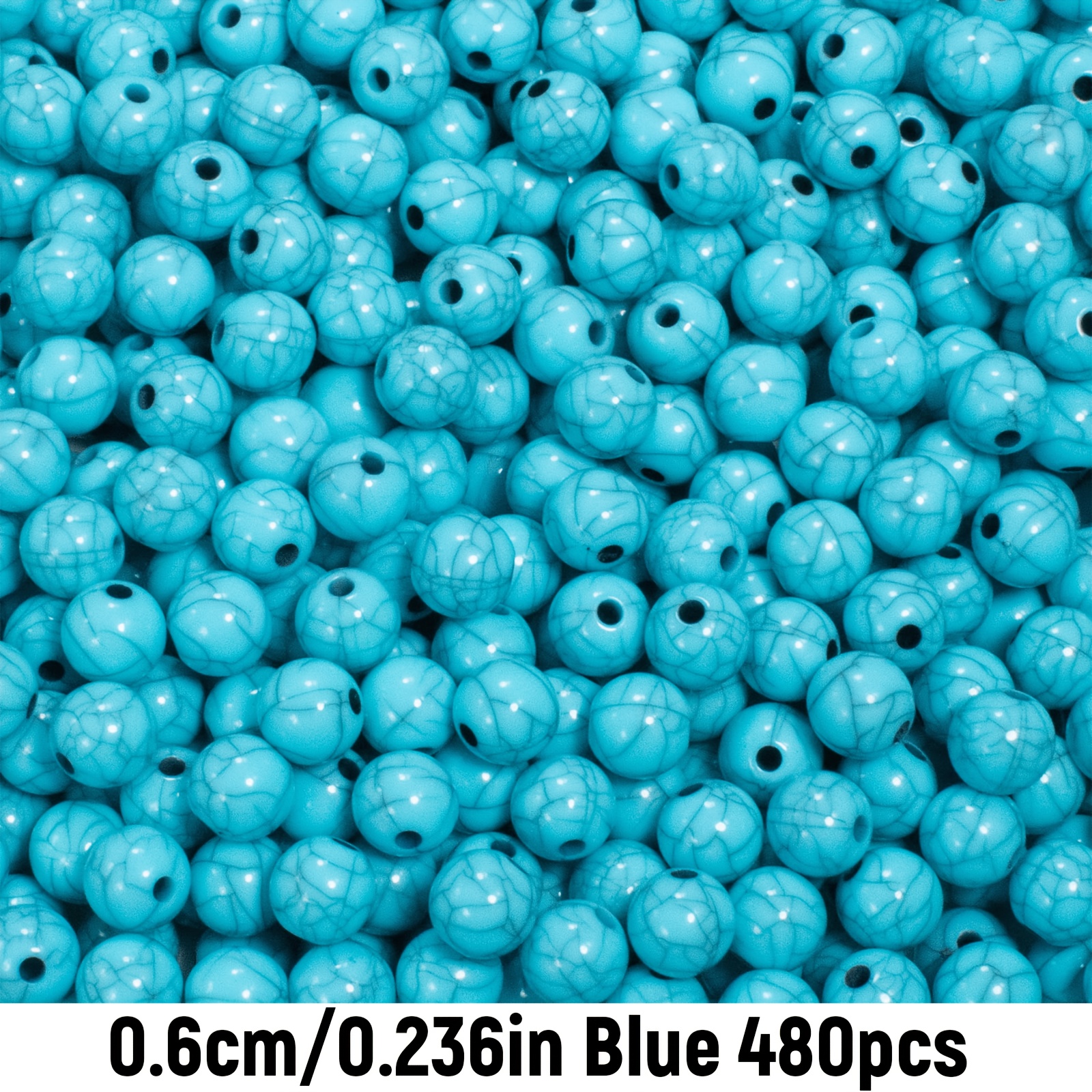TEMU 480pcs/240pcs 6mm/8mm Acrylic Blue Color Crack Beads For Jewelry Making Bracelet Necklace Materials
