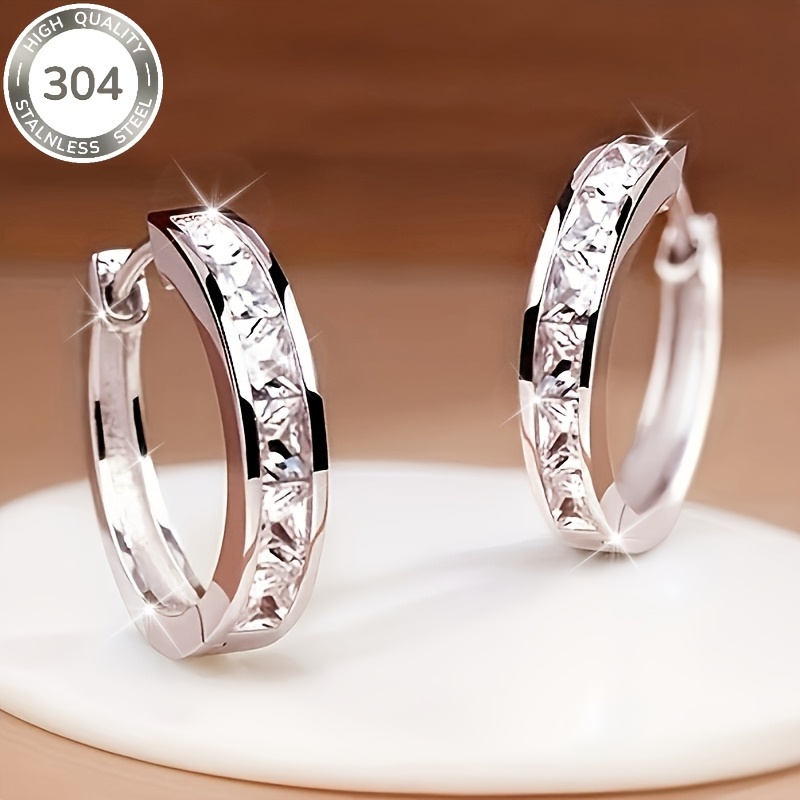 TEMU Intricately Inlaid Earrings, Fade-resistant, Comfortable And Versatile, Easy And Elegant, Suitable For Daily Wear Or Parties, Fashion Women's