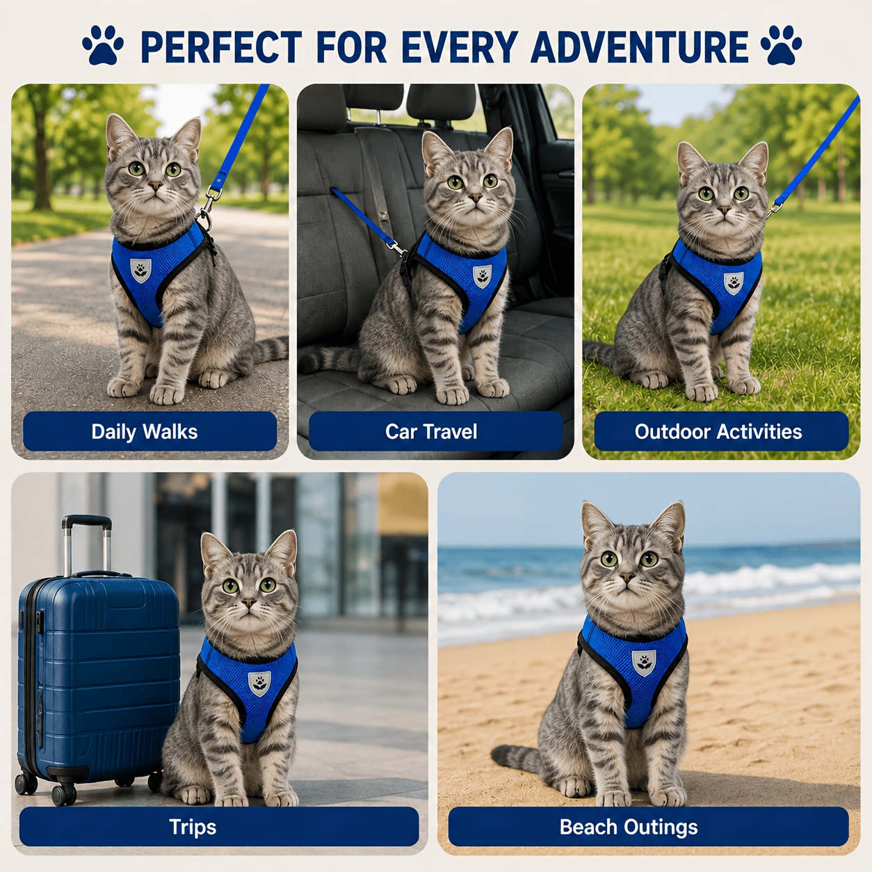 8pcs Pet Travel Gear Set with Harness, Leash, and Accessories