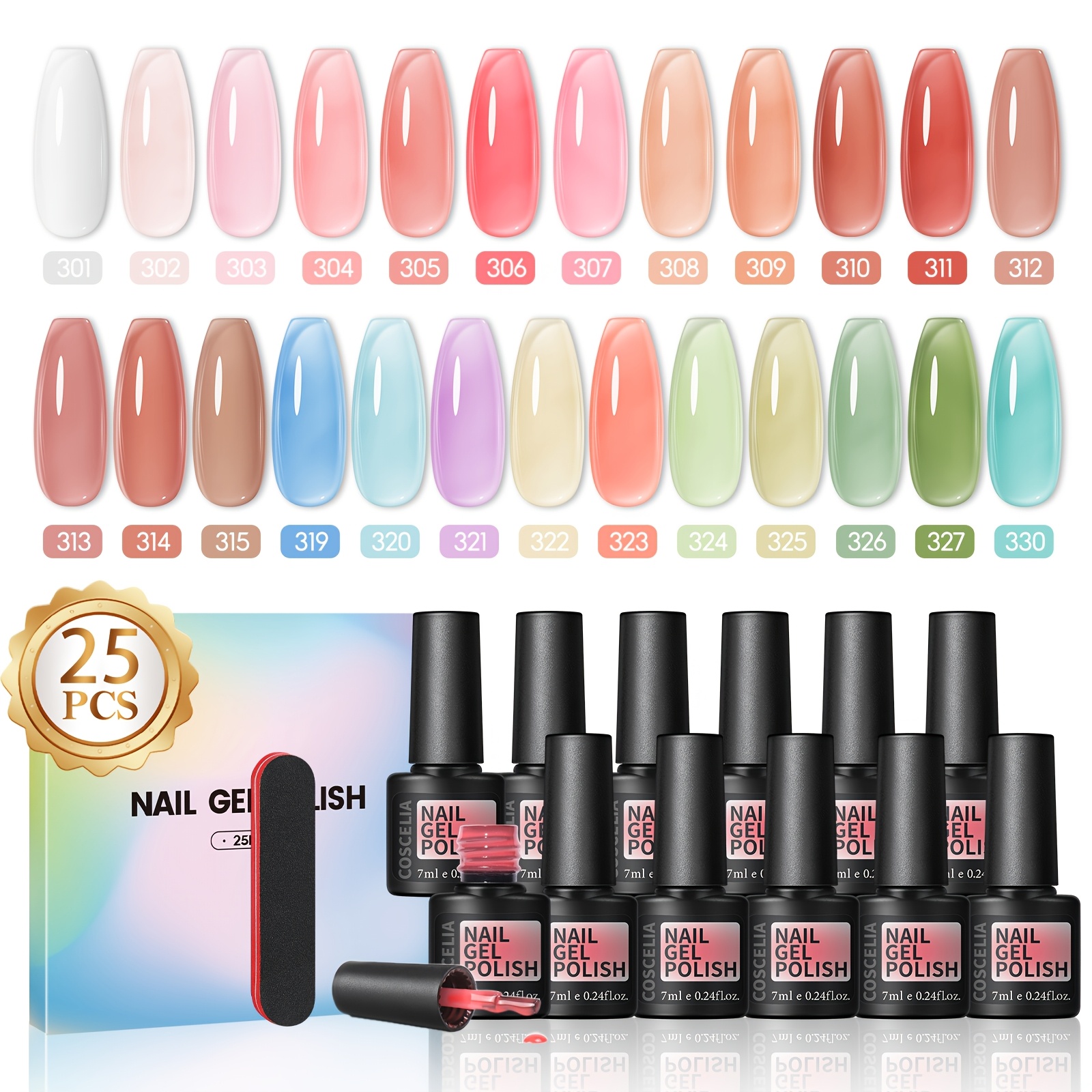 Image of Coscelia Gel Nail Polish Kit Jelly Nail Gel Polish Pink White Nude Gel Sheer Translucent Effect Soak-off Nail Art Design Perfect For Spring And Summer Nail Polish Set