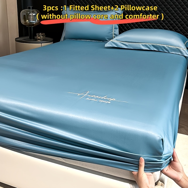 E-shop 2/3-teiliges Kühlendes Stoffbettlaken-Set - 360° Elastischer, hautfreundlicher Matratzenschoner (1 Laken + 1/2 Kissenbezüge) | -/Licht- und