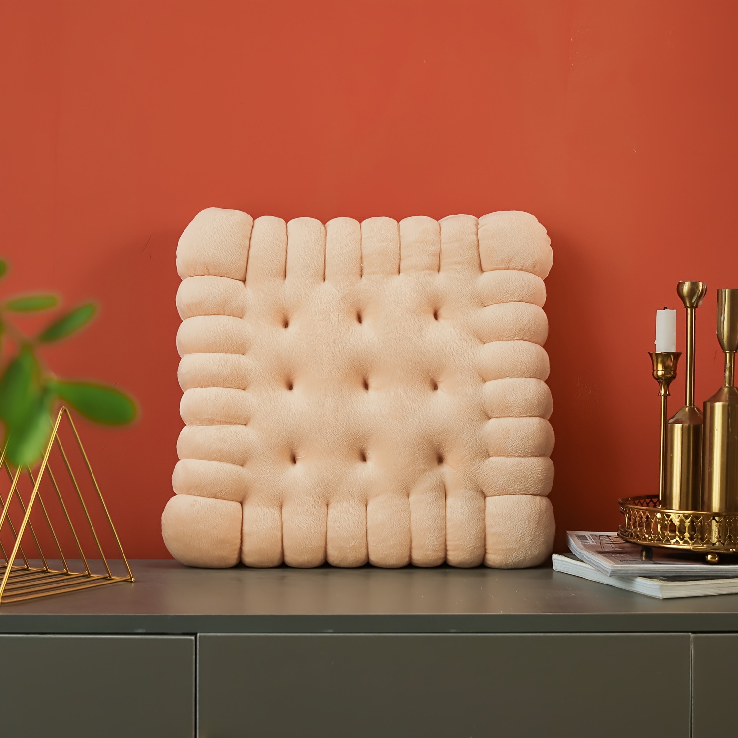 1-pack Cookie-shaped Cushion: Square Stool Cushion, Round Stool Cushion, Non-collapsing For Long Sitting, Washable, Short Plush Material