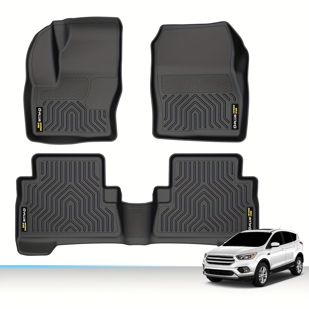 RVNI TPE Rubber Front And Rear 3 Pieces For 2009-2019 Ford Flex Floor Mats Set All Weather Protection