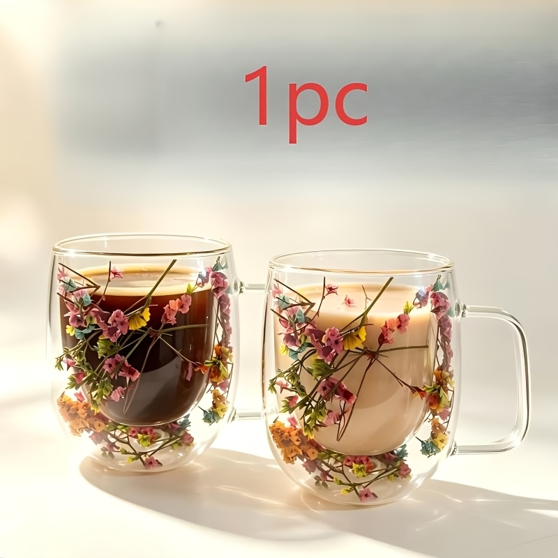 TEMU Taza de café de vidrio transparente de capa estilo Quicksand. Taza de té de vidrio aislante resistente al , resistente al como al frío, adecuada