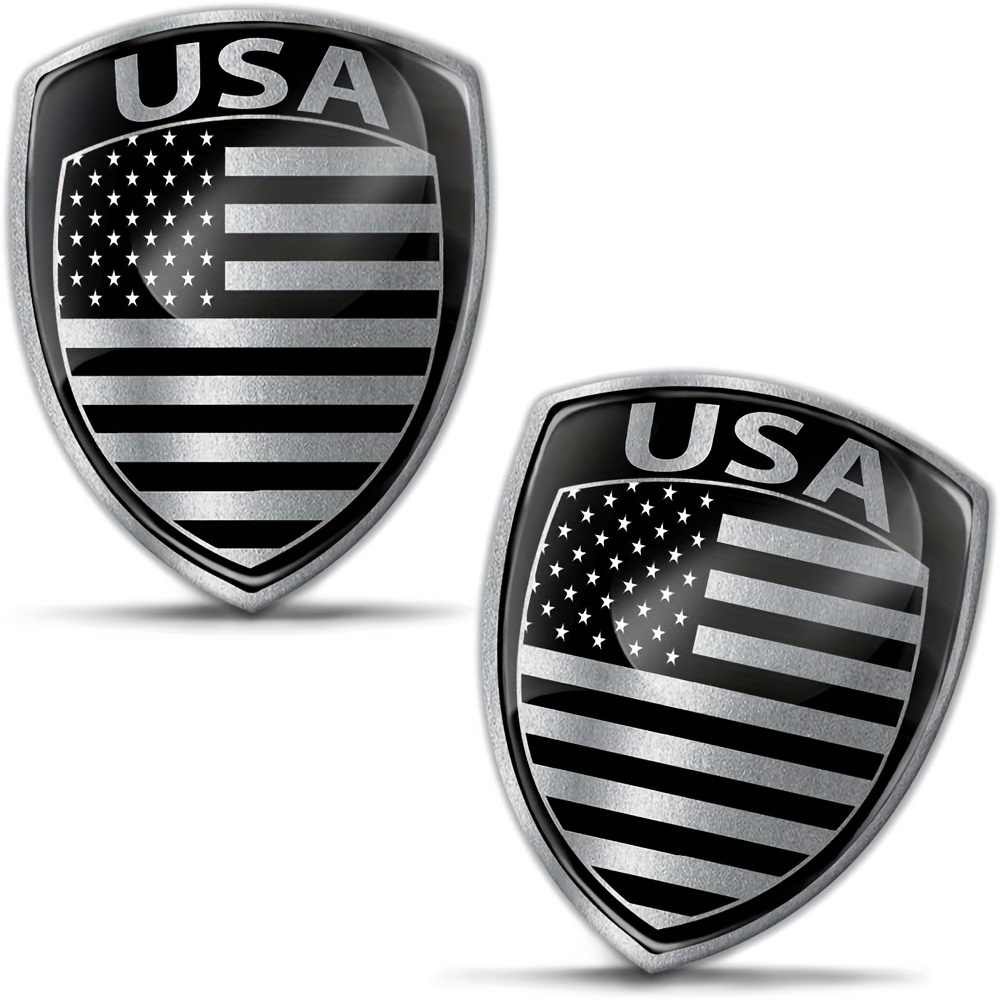 

2 X 3d Dome Silicone Sticker Decal Car Motorcycle National Usa American Star American Silvery Black Flag F 158