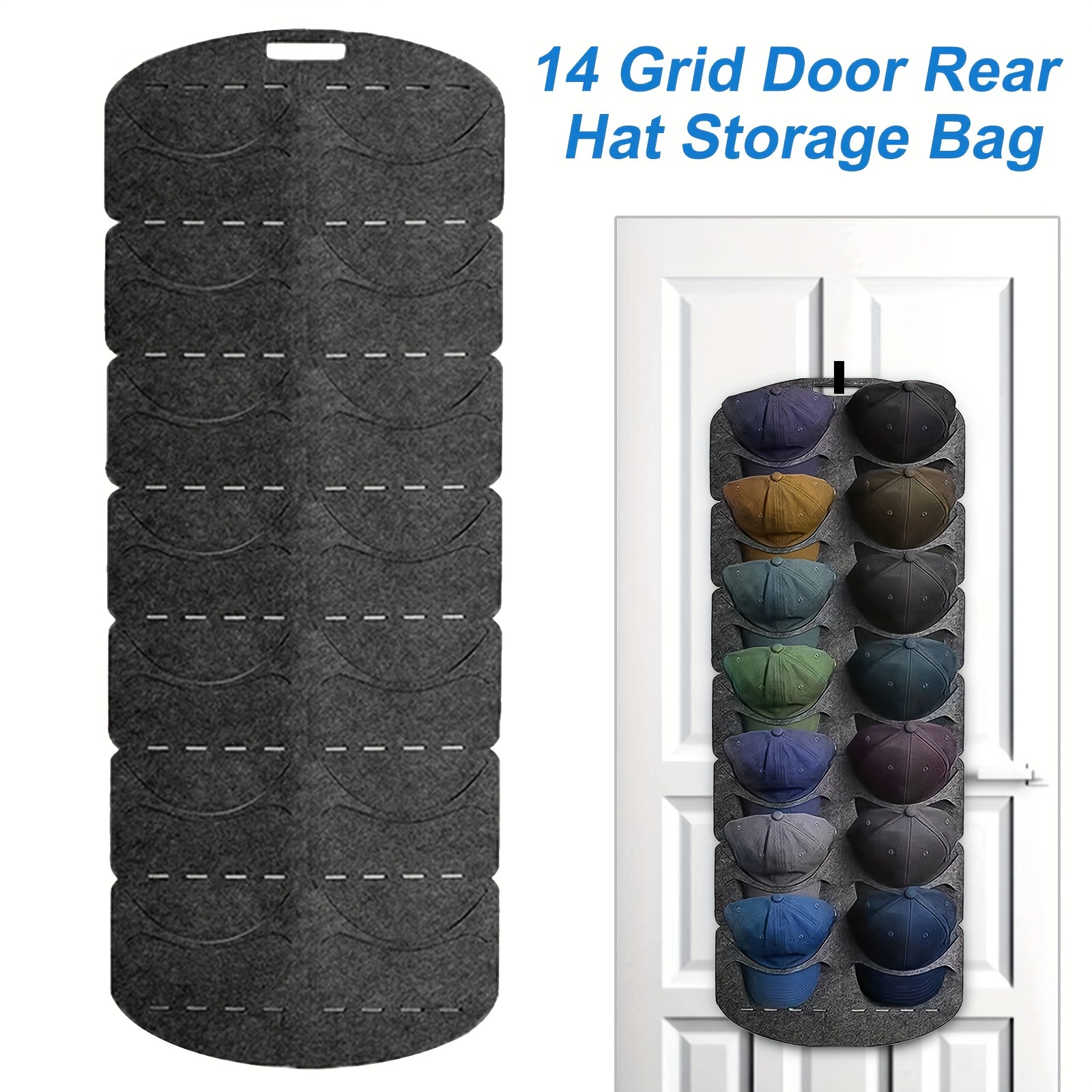 

Multiple Grids Hat Storage Bag, 14-door Rear Hat Rack Organizer Baseball Holder, For Baseball Caps Fitted Hats