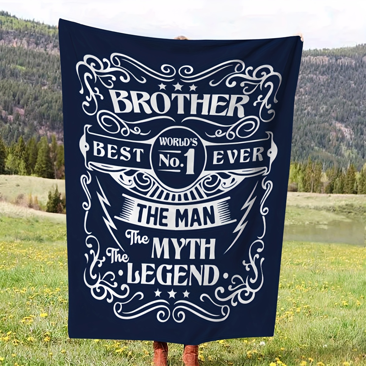 

1pc Creative Text Letter Blanket To Brother Soft Blanket Flannel Blanket For Couch Sofa Office Bed Camping Travel, Multi-purpose Gift Blanket For All Season