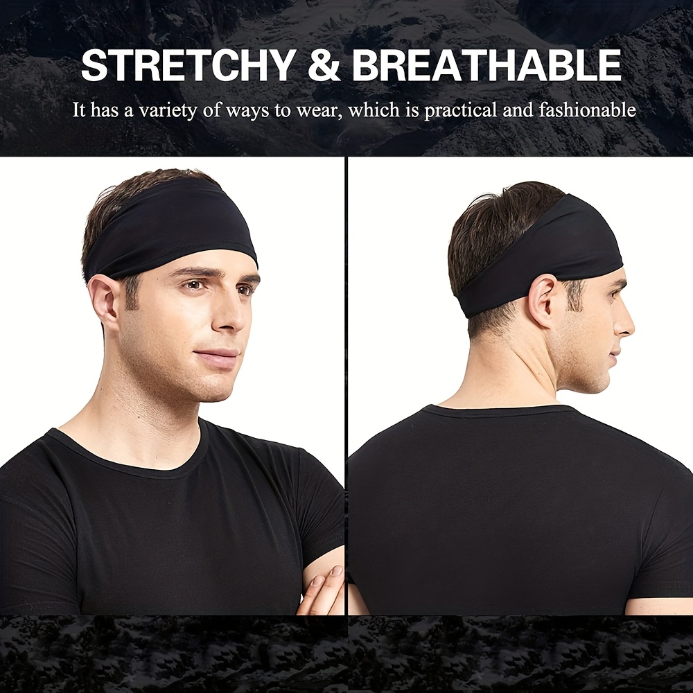 Men'S Running Headband, 5-Pack, Sports Sweatband for Running, Cycling, Basketball, Yoga, And Fitness Workouts, Stretchy Unisex Hairband