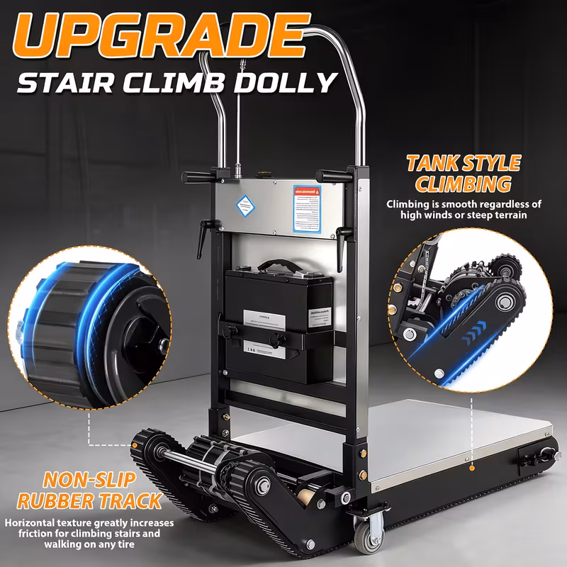 material handling stair climbing cart stair climbing cart 950 pound capacity adjustable tray angle telescopic handle suitable for home decoration and moving Product details 3