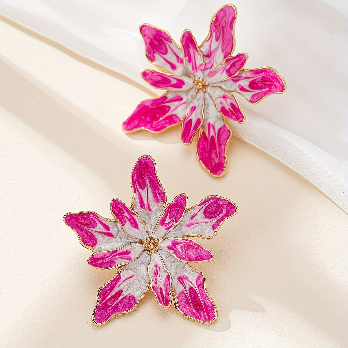 Vintage Bohemian Double Layer Floral Earrings Red & Blooms