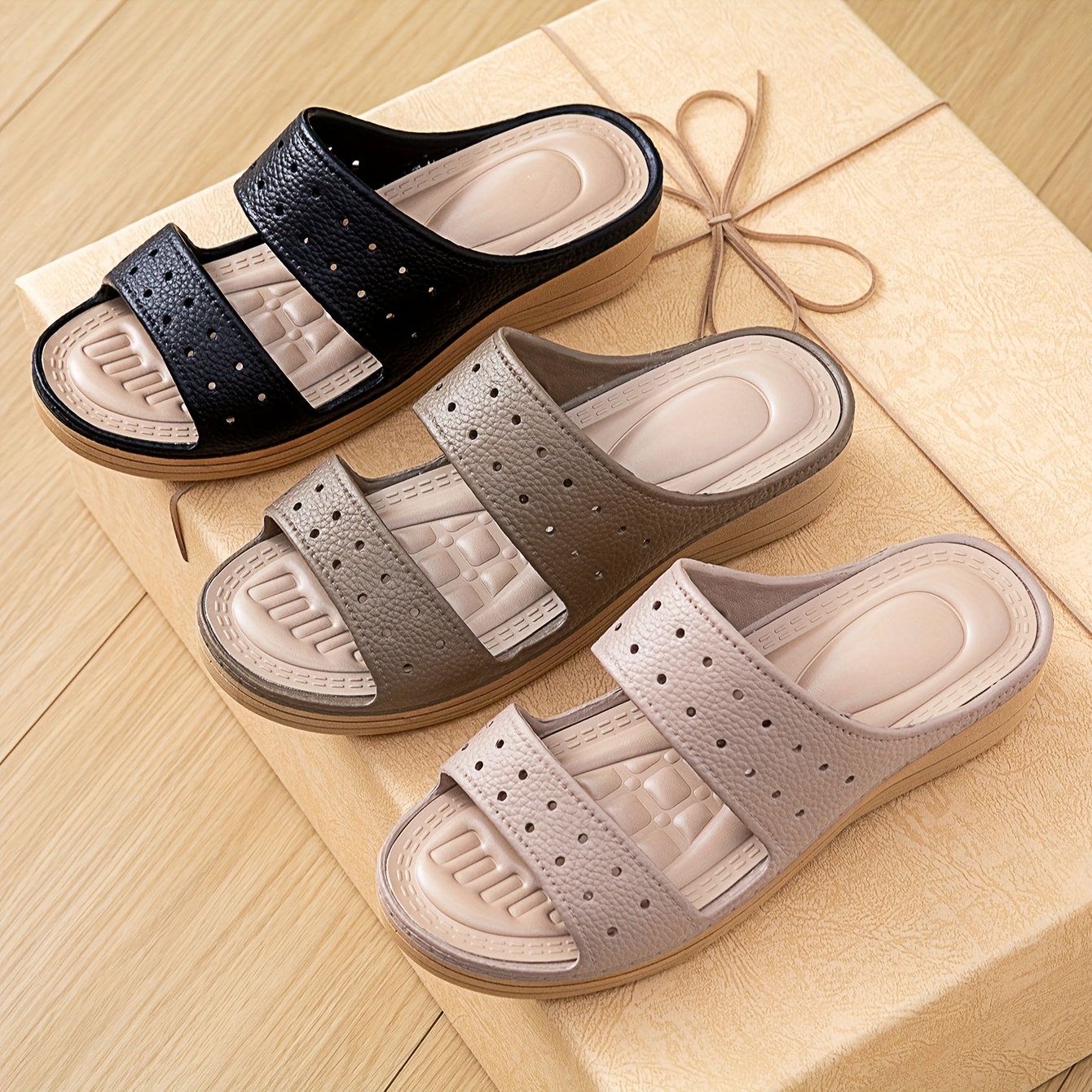 women's elegant slip sandals adjustable straps lightweight Temu