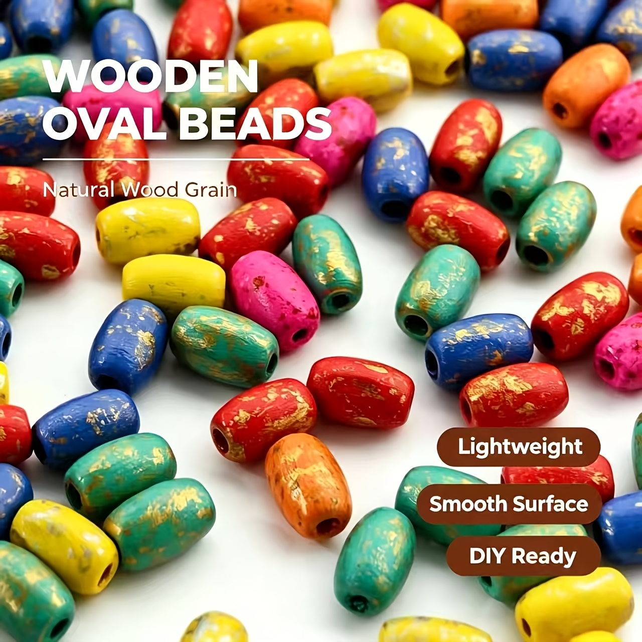55pcs 12mm Oval Wooden Barrel Beads for DIY Jewelry
