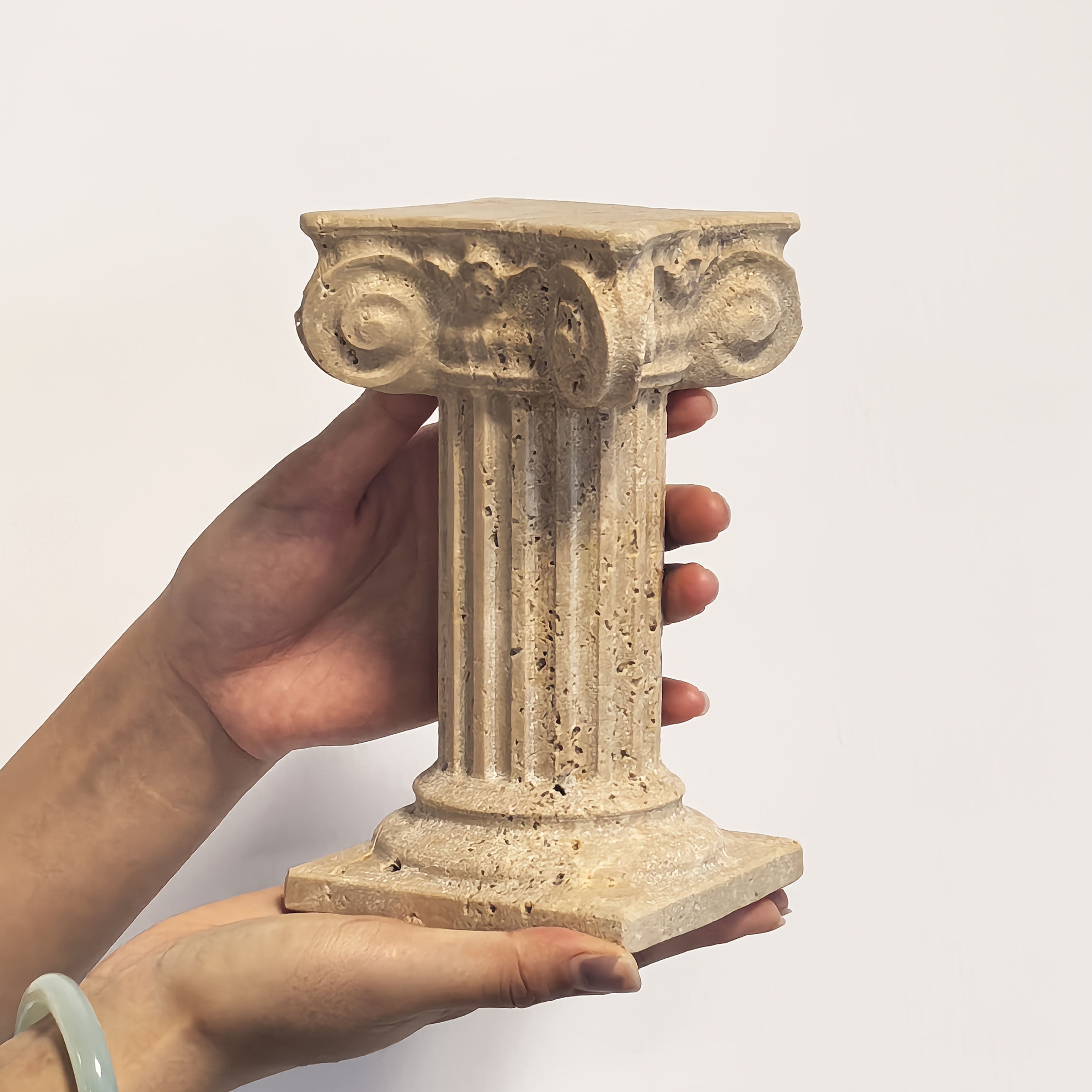 Natural Marble Candle Holder, Vintage Candle Stand, Heavy Stone Bookend, Exquisite Carving Craftsmanship, Perfect Stone Craft, Ideal Gift for Christmas, Halloween, Easter, and Thanksgiving