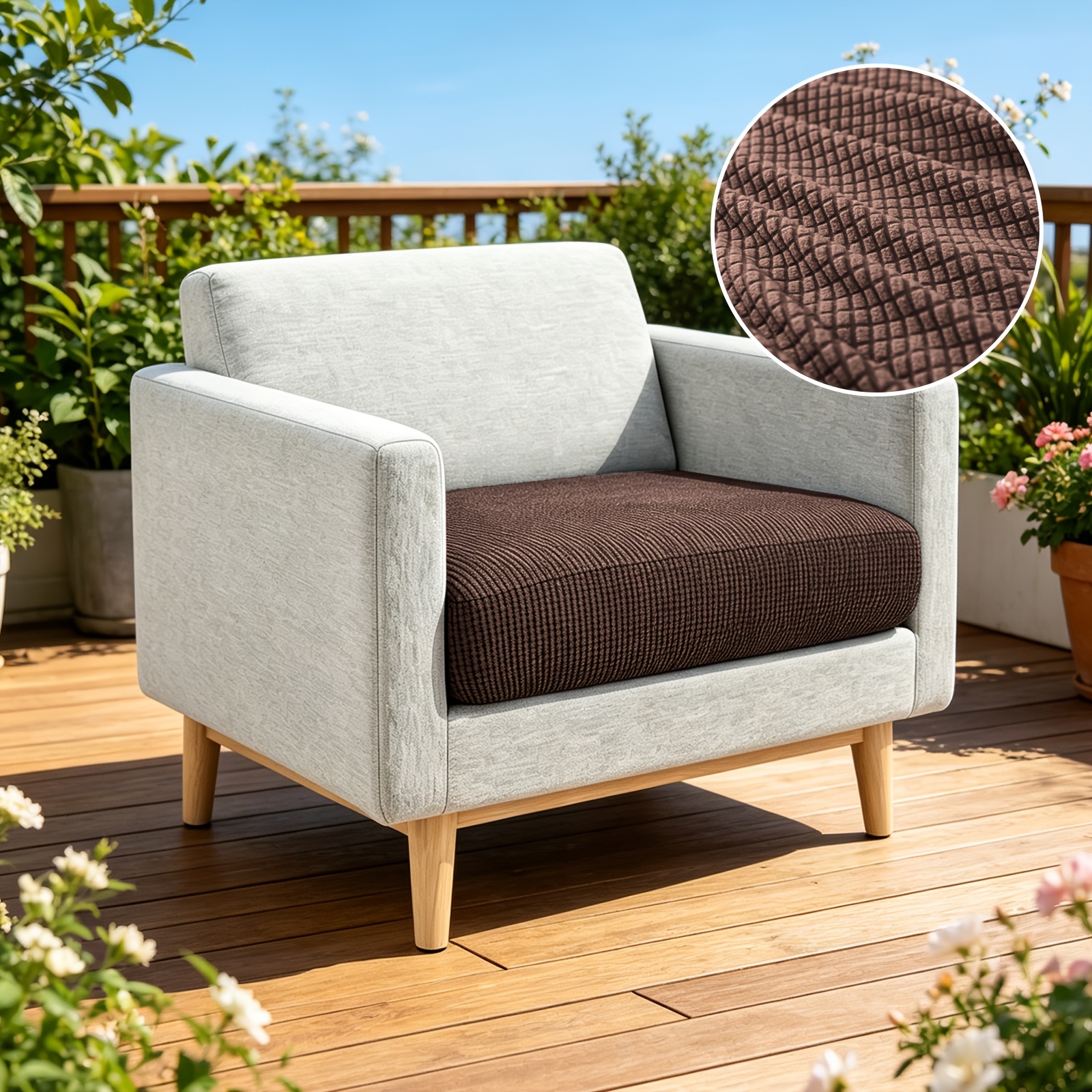 TEMU Outdoor Cushion Cover, Patio Sofa Seat Protector For 1/2/3 , Couch, Loveseat, Bench, Deck, Balcony, And Garden Furniture