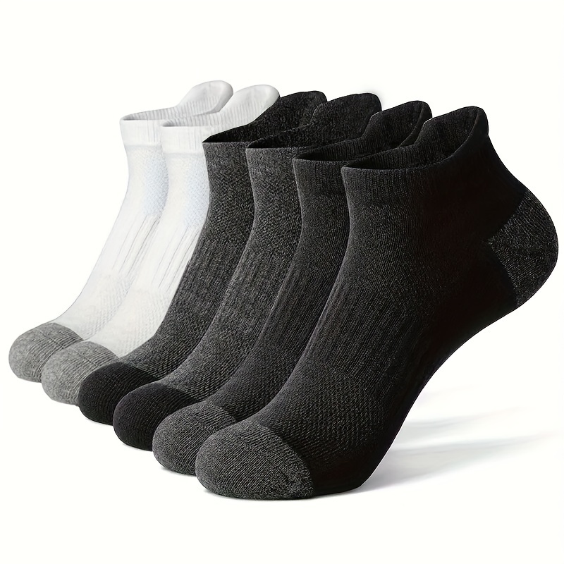

10 Pairs Of Mesh Breathable Sports Socks, Elastic Anti-odor Sweat-absorbent Socks, Men's Black And White Short-tube Boat Socks, Running Casual Socks