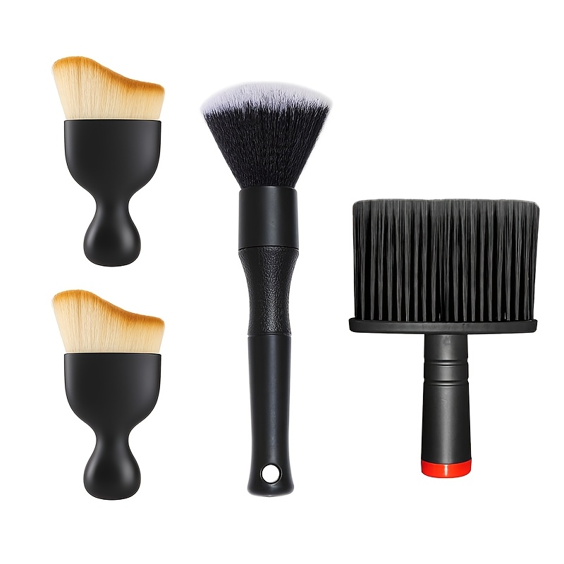 TEMU 4pcs Car Interior Cleaning Brush Set, Soft Bristle Detail Brush, Suitable For Dashboards, Air Vents, Seats, And Car Detailing, Multi-functional
