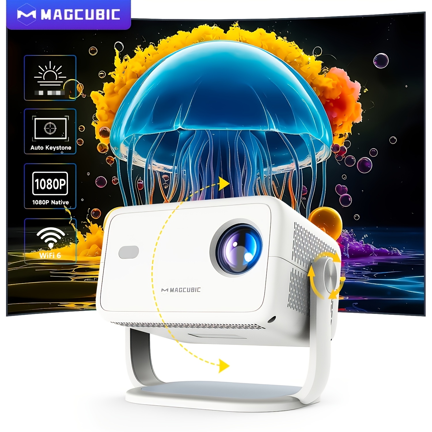 зображення предмета проектор   local 1080p support 4k l018   h726 eu plug 360° знімний портативний проектор з автоматичною корекцією трапецеїдальних спотворень wifi6     проектор для фільмів,   технології проектор,   подарунок для   та  