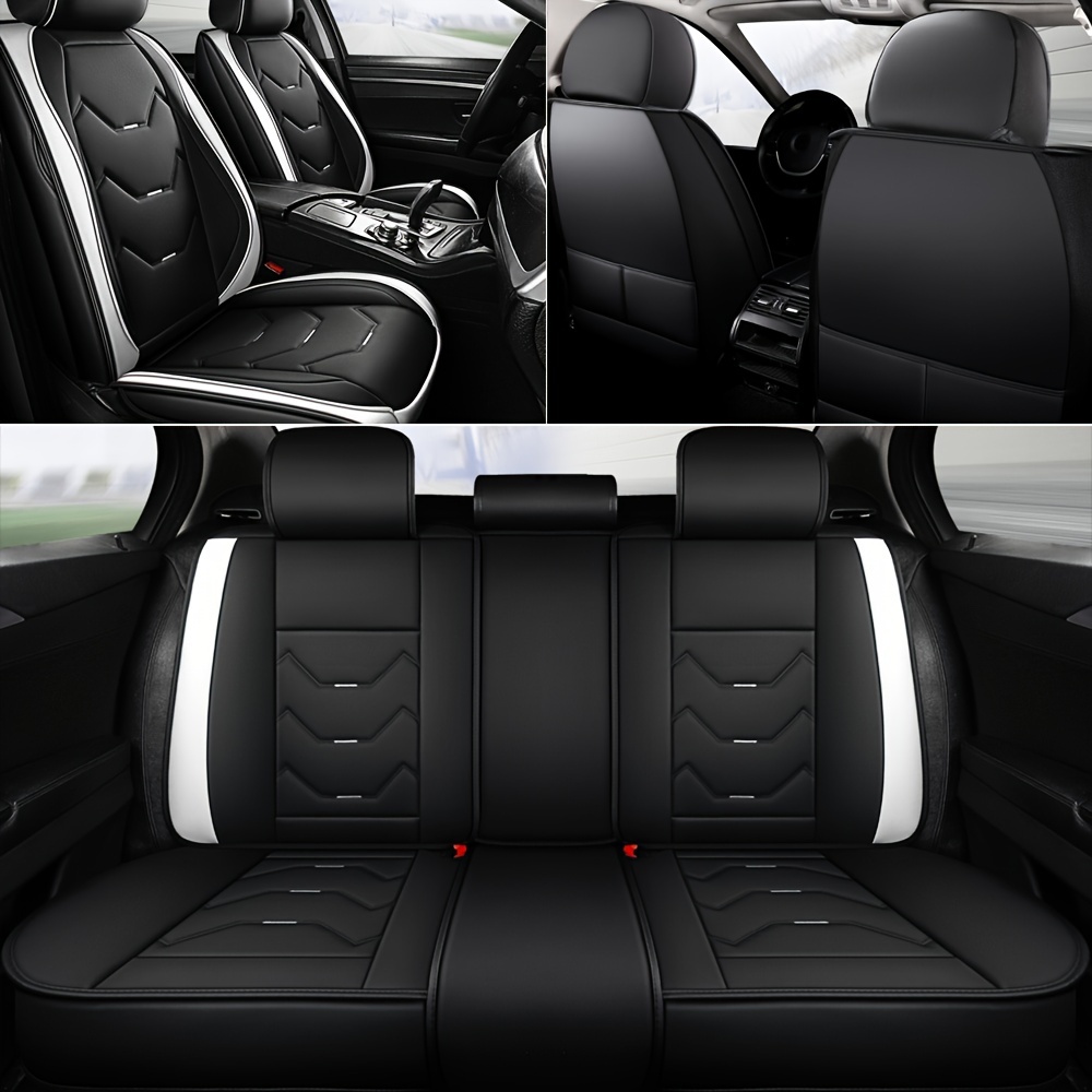 TEMU 5 Seats Pu Leather Car Seat Cover 360° Full Coverage Protection Breathable Non-slip For Seat Universal Suv Truck