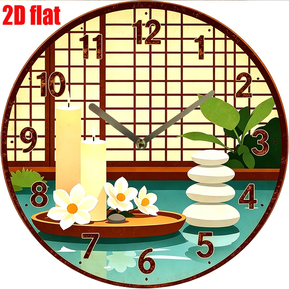 TEMU 1pc 8 Inch Silent Wall Clock With Spa Still , Acrylic Quartz Movement, Perfect For Spiritual Home, Bedroom, Cafe And Holiday Gifts, Battery
