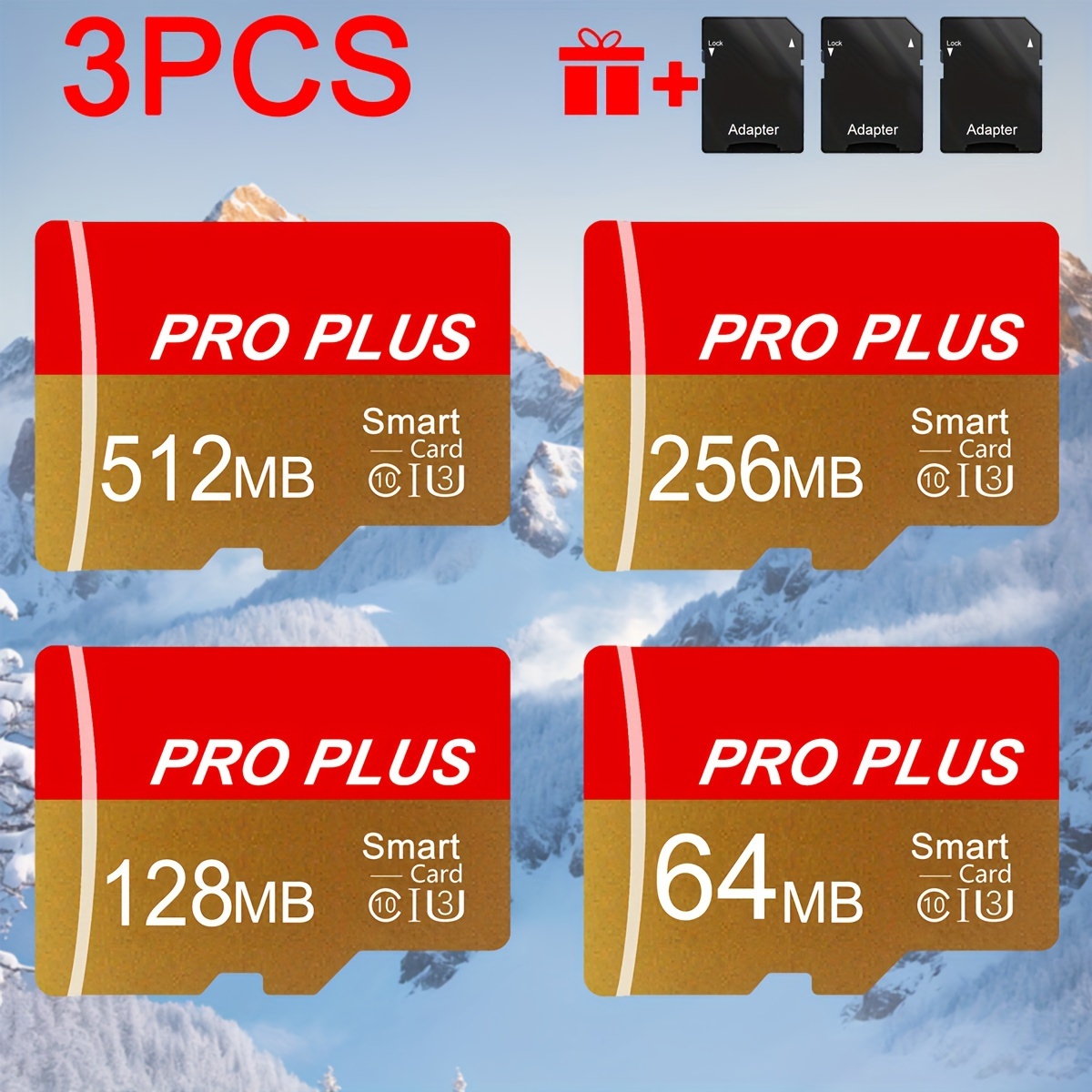 

3pcs Memory Card 512mb 256mb 128mb 64mb With Adapter, High Speed Memory Card, Uhs-i A1 Memory Tf Card For Tablet/camera/mobile Phone/camera/car Audio/game Console -store Your Files Securely!