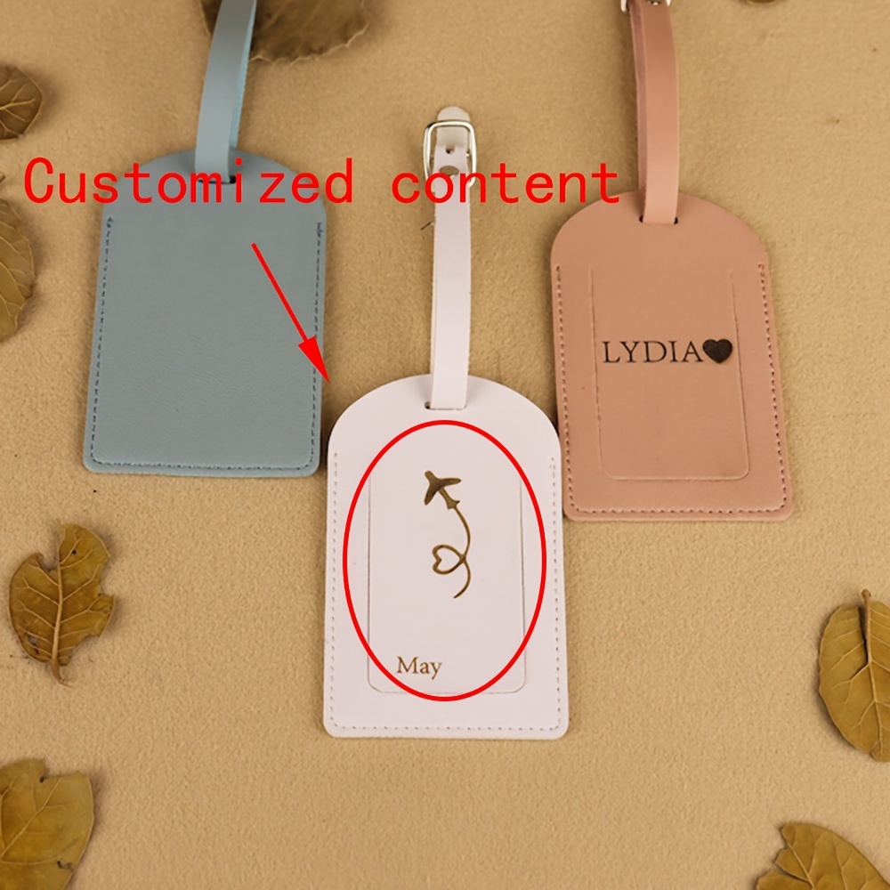 

1pc Personalized Pu Luggage Tag , Engraved Id , Bag , & Christmas