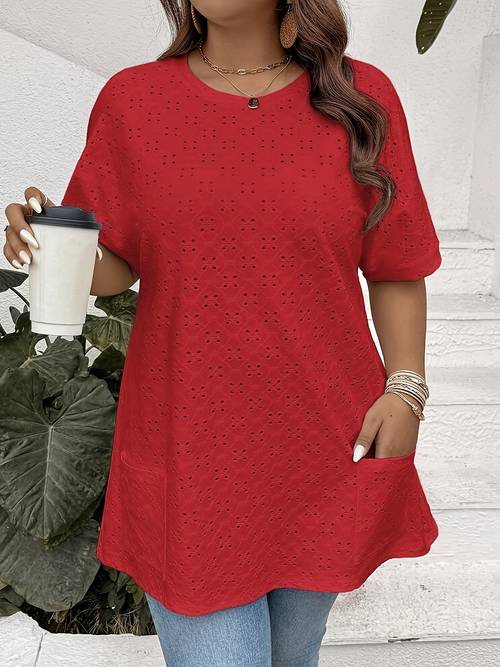 plus size plus size western spring summer new style pocket breathable solid short sleeve t shirt