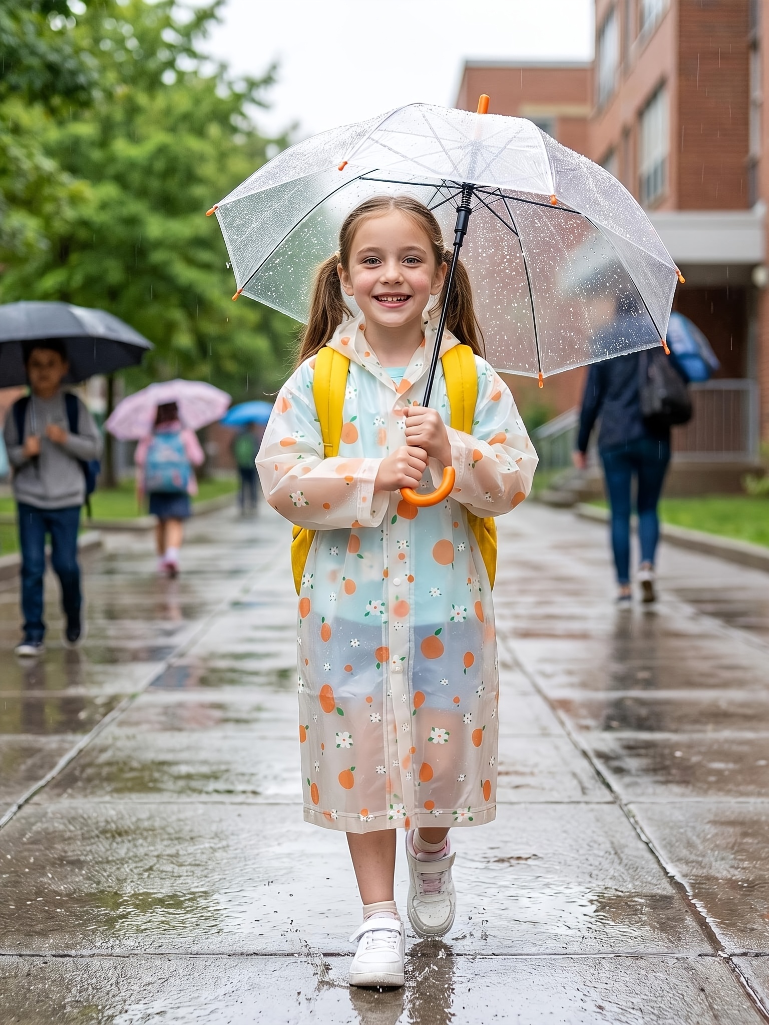 Children's Reusable Printed Raincoat, Thick and Portable
