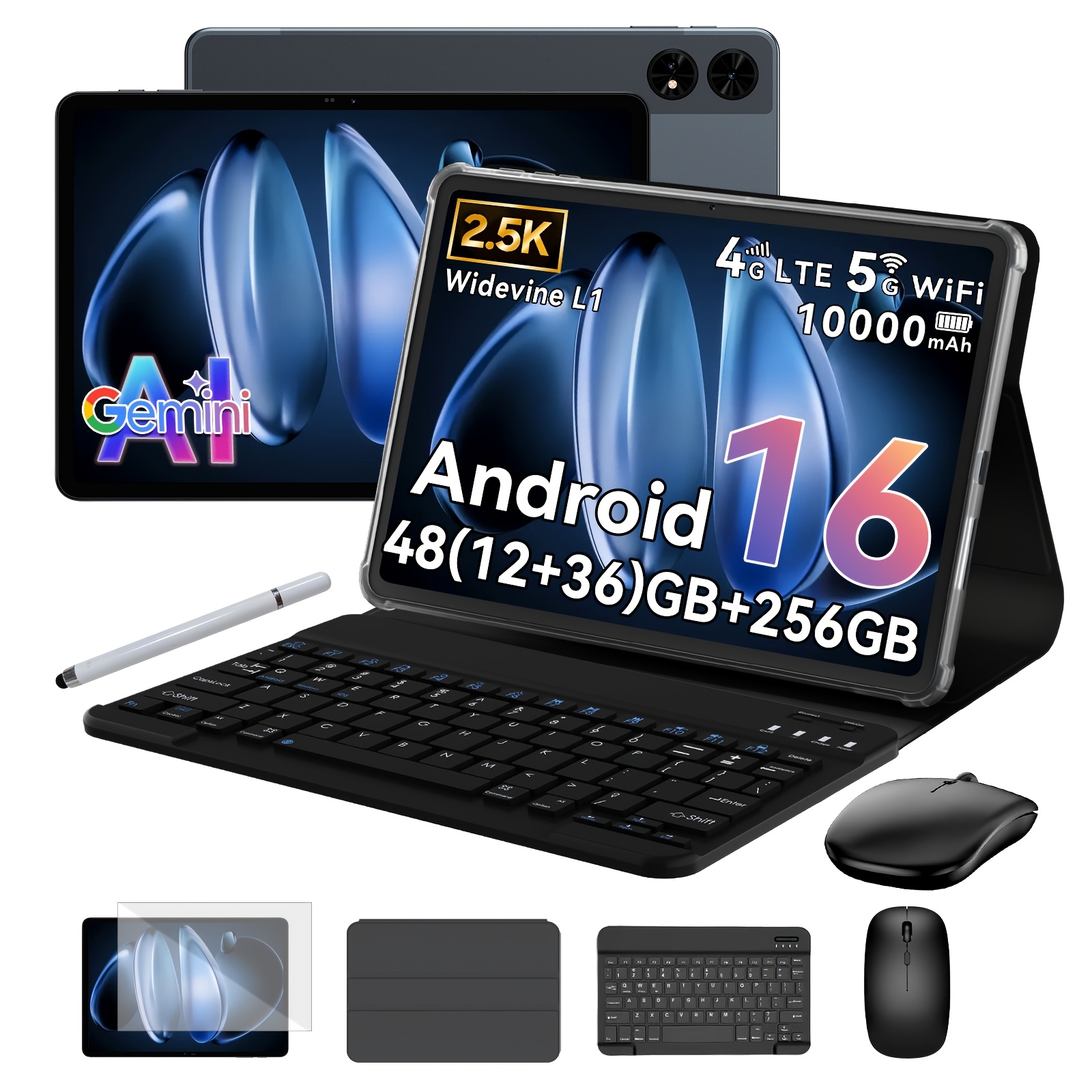 Image of Tabwee T60 16 Tablet With Keyboard, Protective Case And Stylus (without Electricity), 48 (12+36) Gb + 256 Gb Rom, 10000mah, 16mp + 8mp, 1600 X 2400 Qhd+, L1, Ai 3.1 Pro, Gps, Tablet 4g Lte/5g Wifi