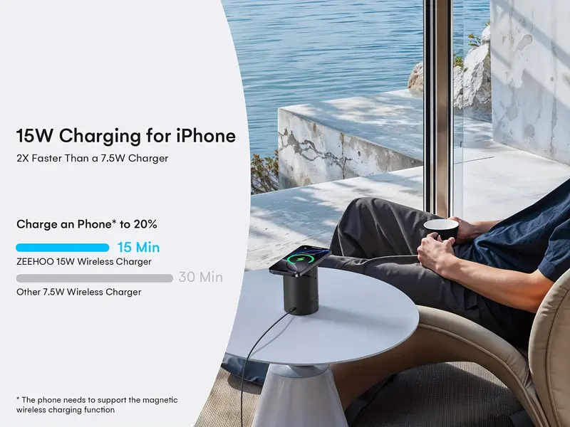 3in 1 charging station for devices cylintrick r qi2 15w auto rotating wireless charging station for iphone 16 15 14 series iwatch 30w charger included details 1