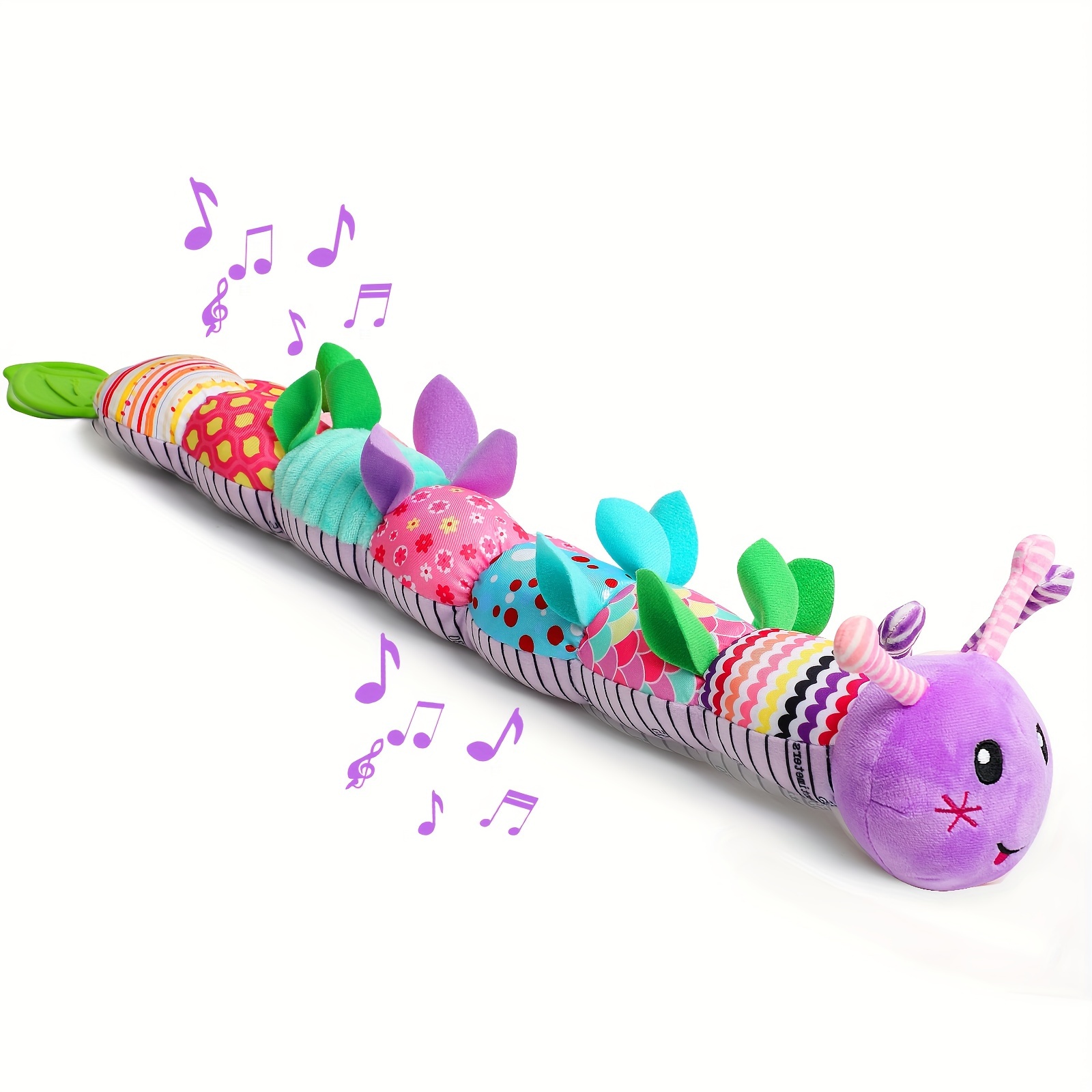 TEMU Baby Musical Stuffed Animal Toys For 0-3-6-12 Months, With Multi-sensory Crinkle, Rattle And Textures, Infant Tummy Time Toys For Newborn, Baby