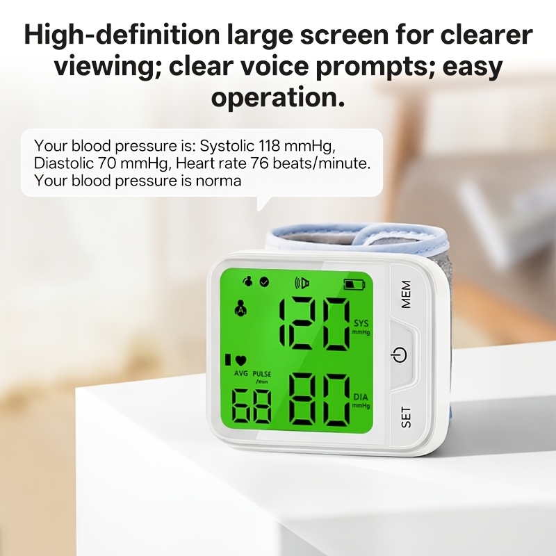 Wrist Blood Pressure Monitor – Automatic Digital BP Monitor with Adjustable Cuff, Large LCD Display, Pulse Rate & Irregular Heartbeat Detection, Portable Home Use Blood Pressure Machine for Seniors and Adults 