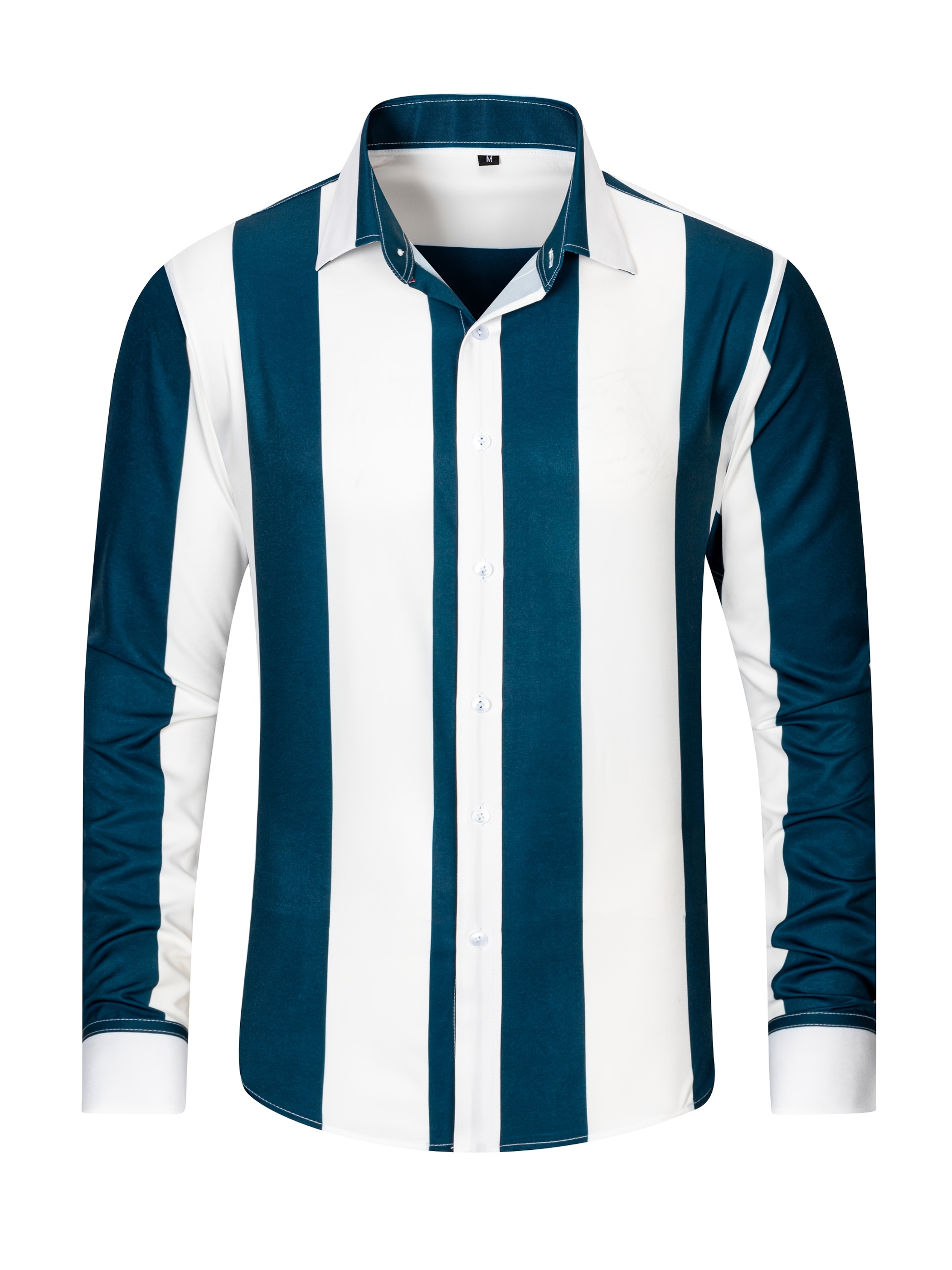 camicia a righe e bottoni casual Temu Italy - Main Image