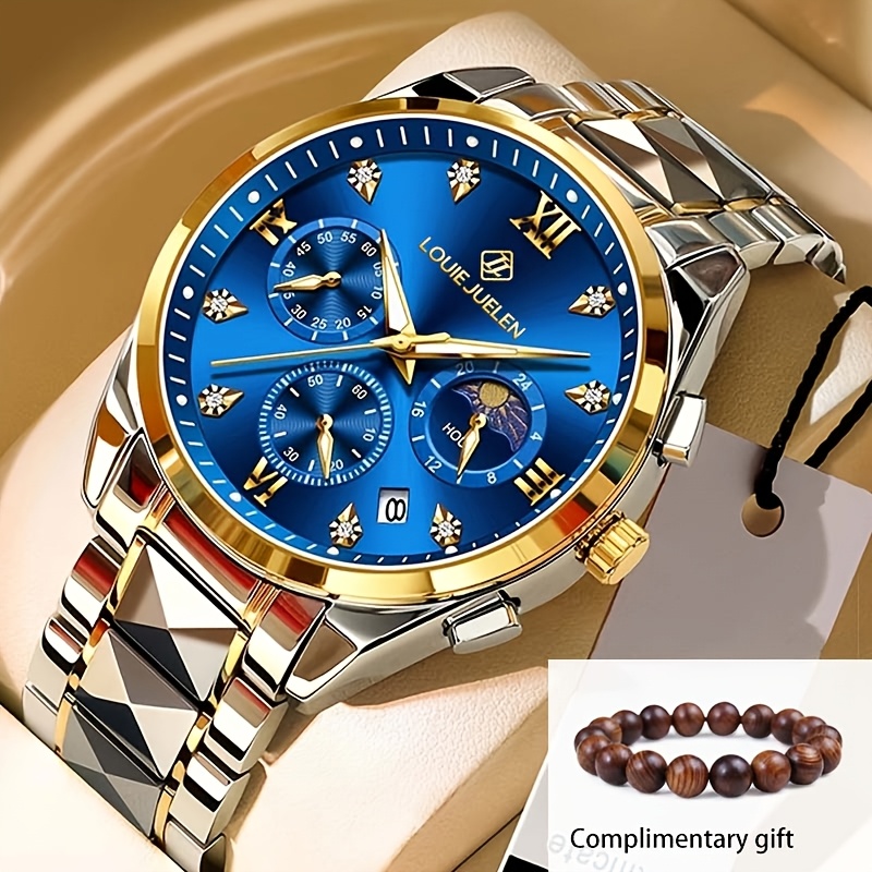 Image of Pcs Men's Business Mechanical Watches - Date Display, Stainless Steel - , Suitable For Business And Formal Wear, Gifts For Lovers And Father's