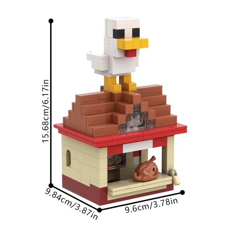 Image of 318pcs For Pixel Style Chicken Scene Building Blocks Set, Game Inspired Farm Construction Kit, Collectible Display Model, Ideal Gift For Pixel Fans And Hobby