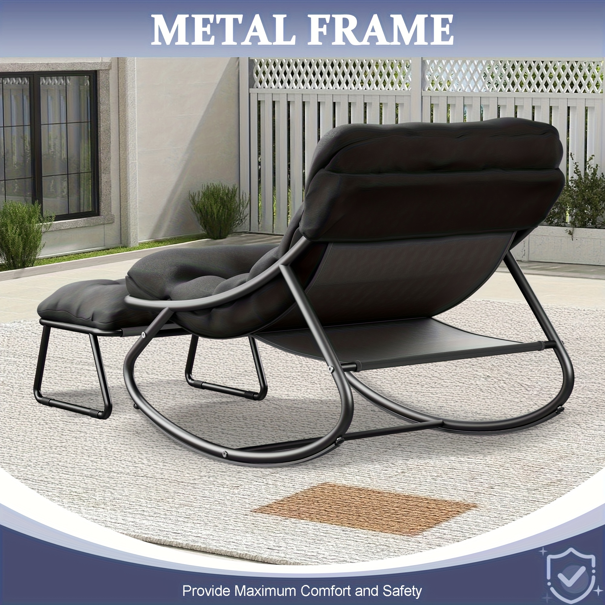Oversized Rocking Chair with Cushion • Comfy Egg Glider Rocking Chairs Indoor with Footrest • Outdoor Patio Lounge Chair Rocker Chairs for Living Room Bedroom Balcony Porch