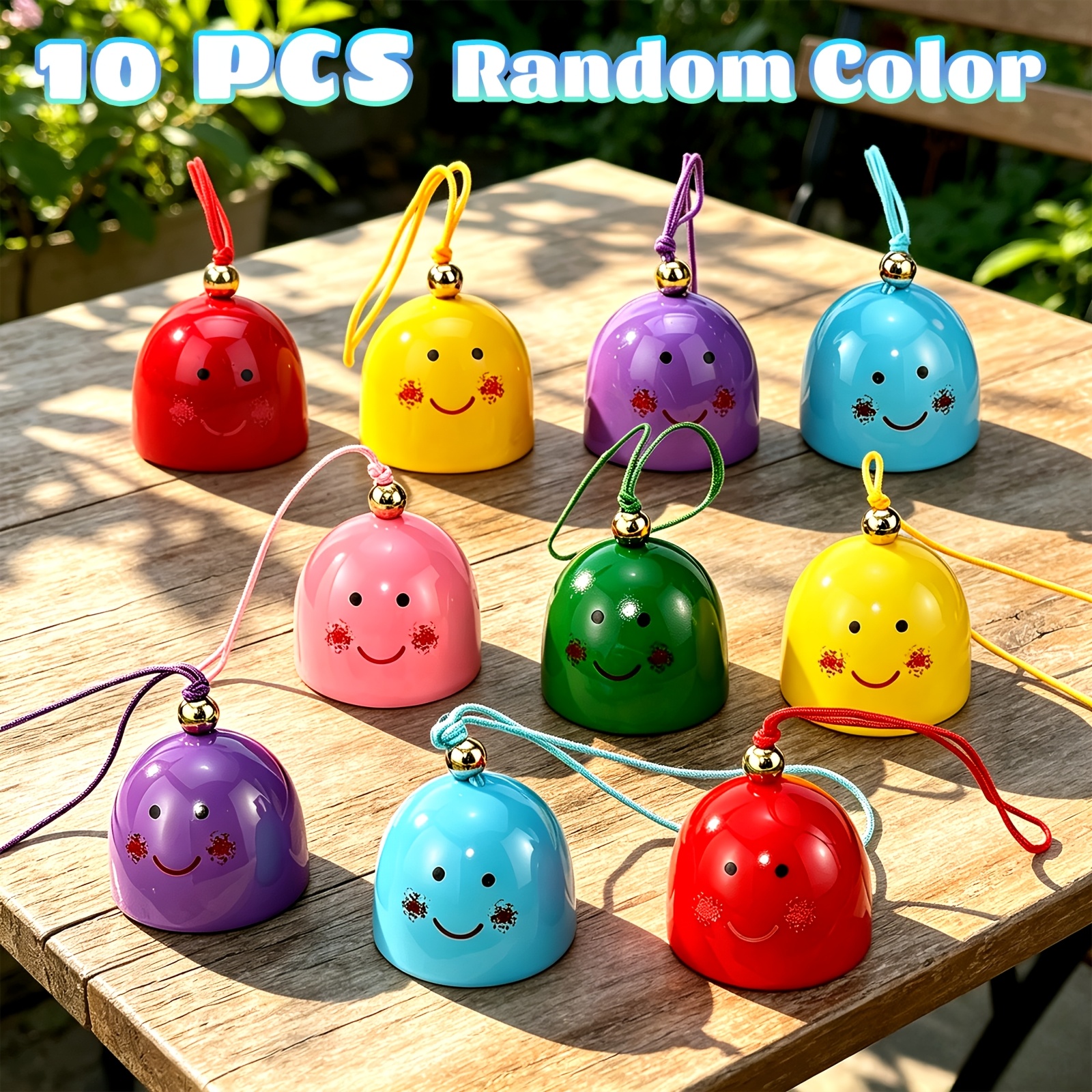 TEMU 10pcs Random Color Wind Chimes With Additions, Including Hanging Cords And Bells, Metal Materials, Chime Sound, Decorative Bell Pendants For