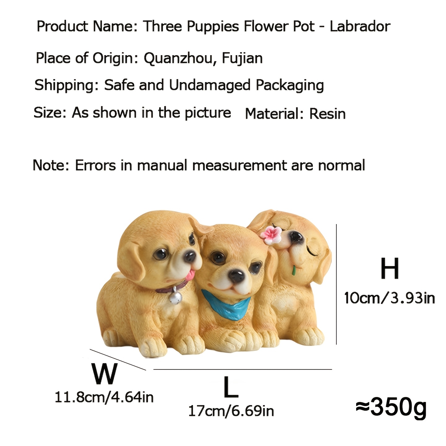 TEMU Vaso di fiori Labrador 3 Cani in resina per piante grasse, vaso di fiori , ornamenti da scrivania, di guarigione per ufficio, decorazione per