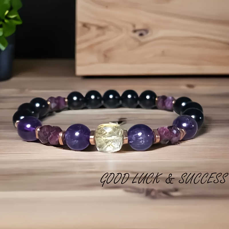 

1pc Attract Money Citrine Empathy Protection Bracelet Garnet Amethyst Bracelet Jewelry Gift