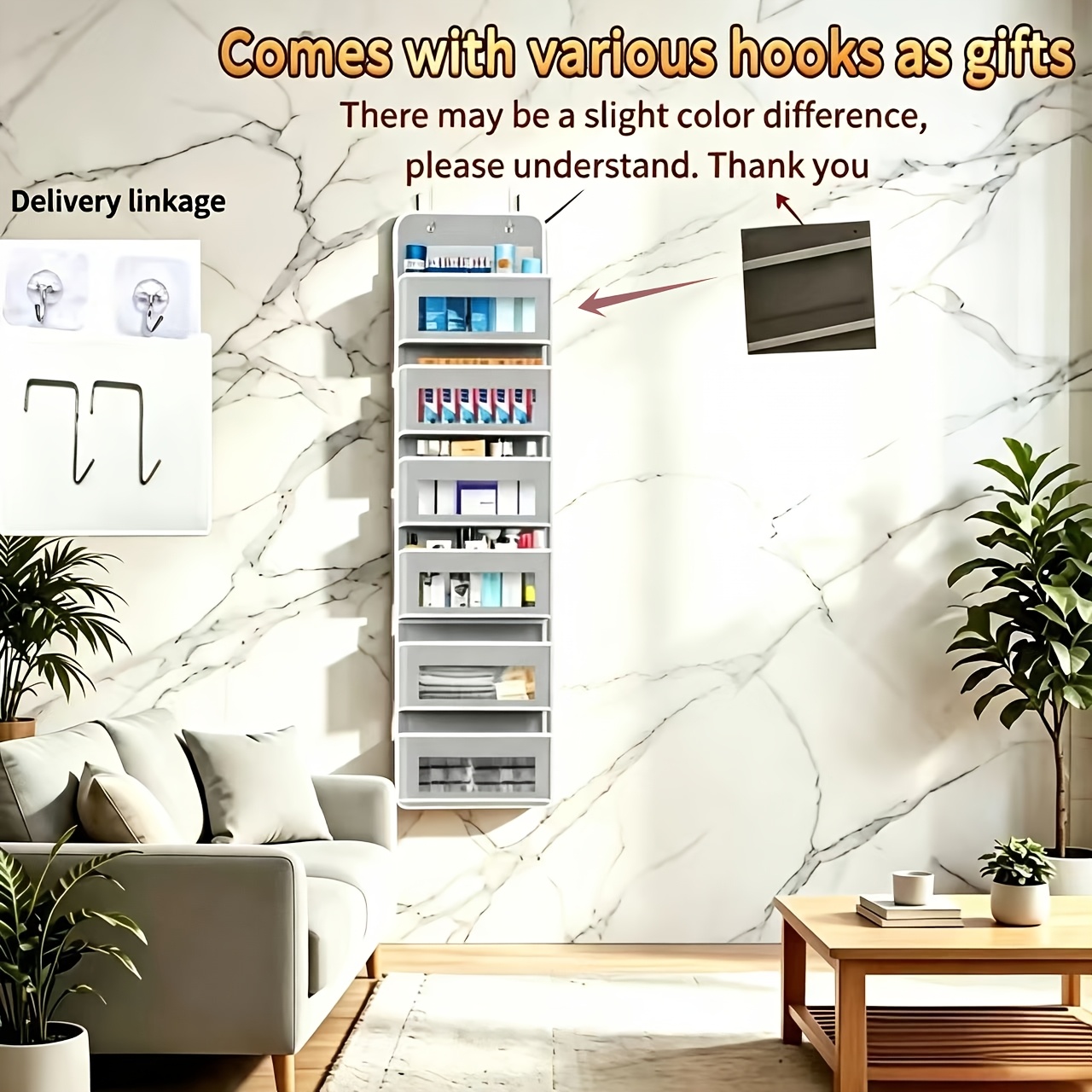 TEMU Thickened 6-layer Hanging Bag 2026 New Thickened Fabric Large Capacity Storage Hanging Bag, Door Hanging Storage Box, Suitable For Storage In