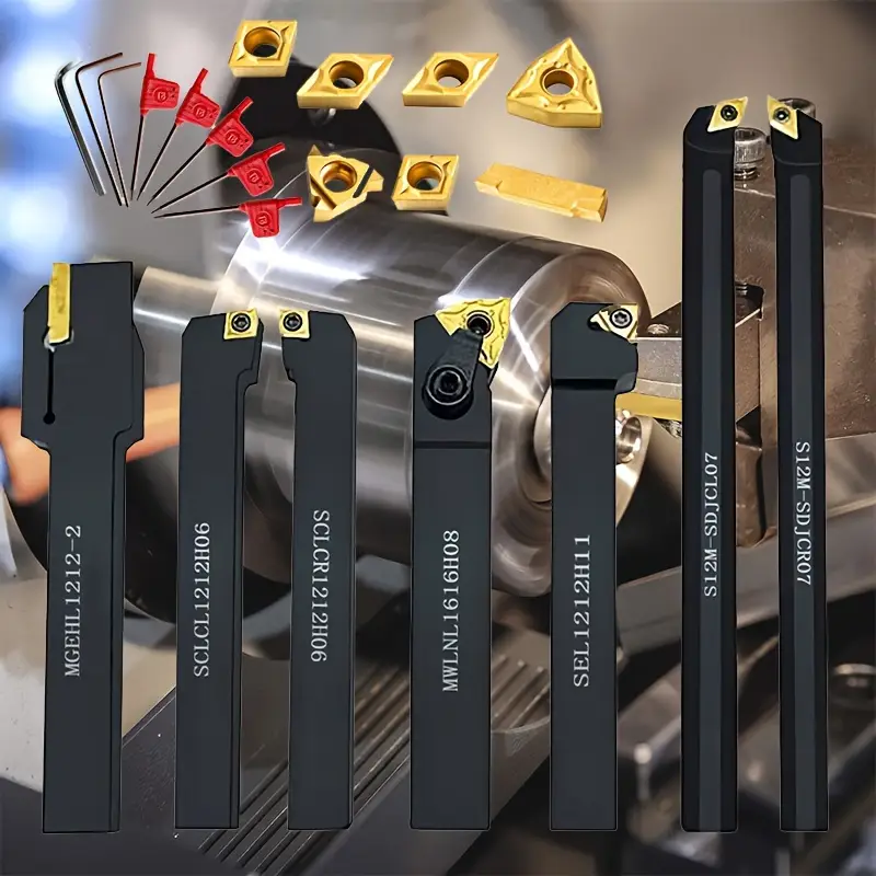 Set Utensili Per Tornio Metallico - Portautensili Con Chiave, Per Taglio E Lavorazione - Foto 2