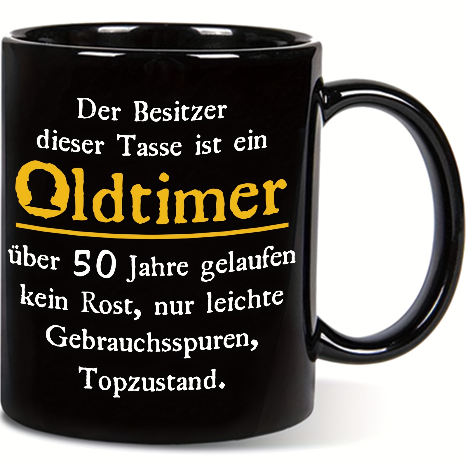 German Language Ceramic Coffee Mug - "Old Timer" Design