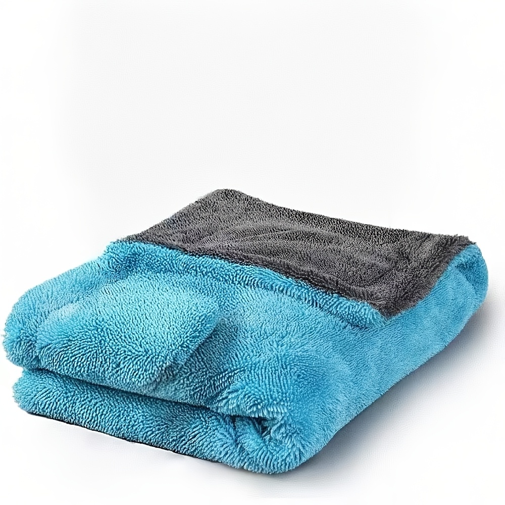 TEMU 1400gsm Double-layer Thickened Quick-drying Car Wiping Cloth - Super Absorbent Microfiber, Double-layer Twisted Ring Structure, Suitable For