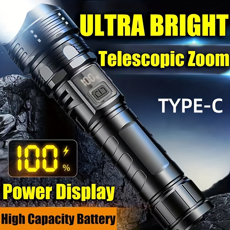 

Flashlight High Rechargeable Led Flashlight, 3 Lighting , , Built-in Battery For Camping, Fishing, Outdoor, Usb Charging