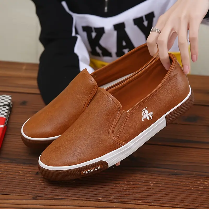 mens trendy solid colour slip on skateboard shoes comfy non slip casual sneakers for mens outdoor activities details 8