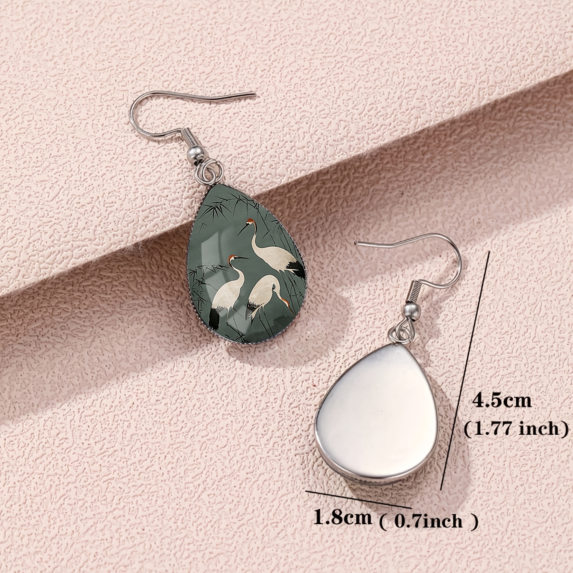 Women's 316 Stainless Steel Teardrop Crane Earrings