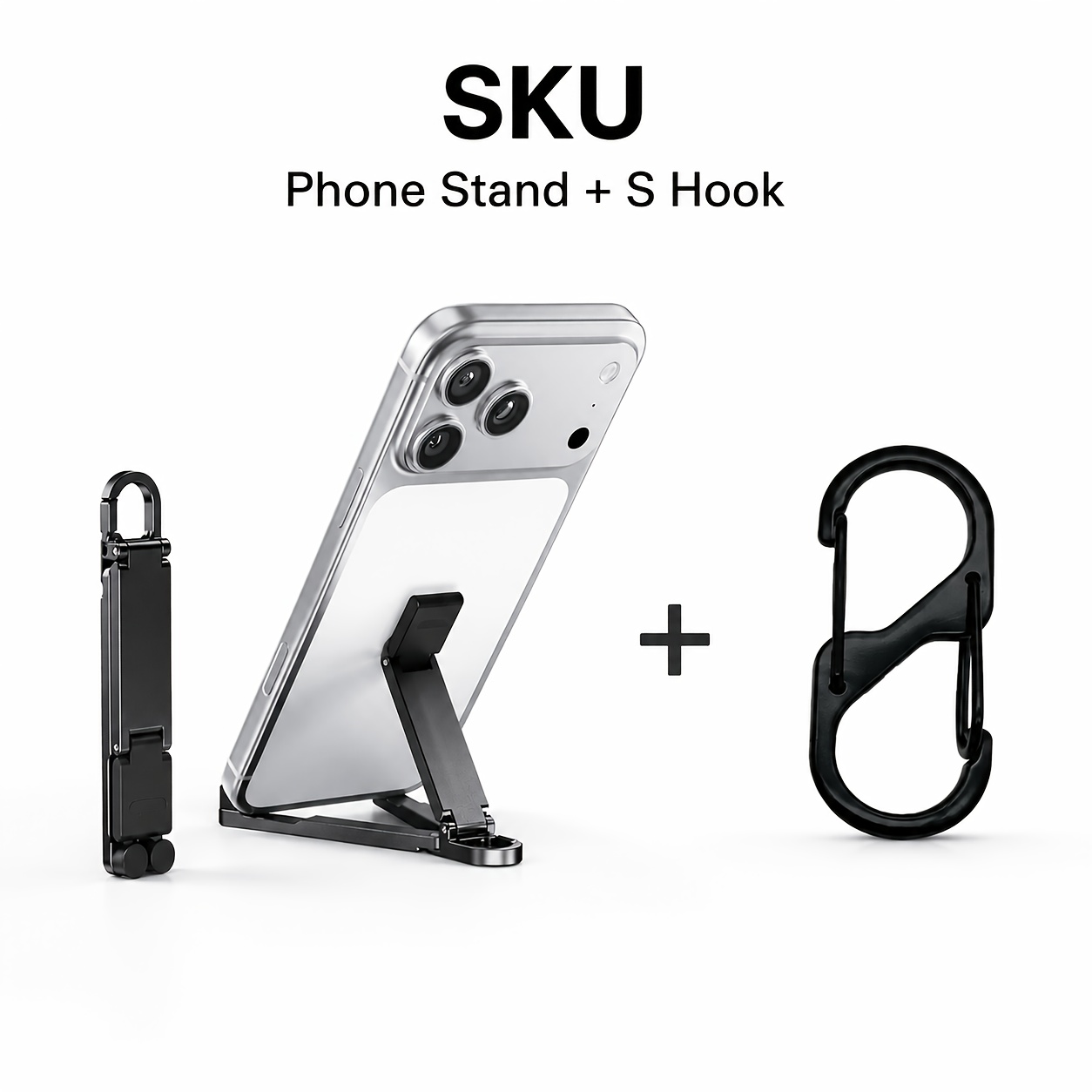 TEMU 2pcs Portable Folding Mini Keychain Phone Holder And Carabiner Set. The Phone Holder Features A Built- For Compact Portability. This Compact