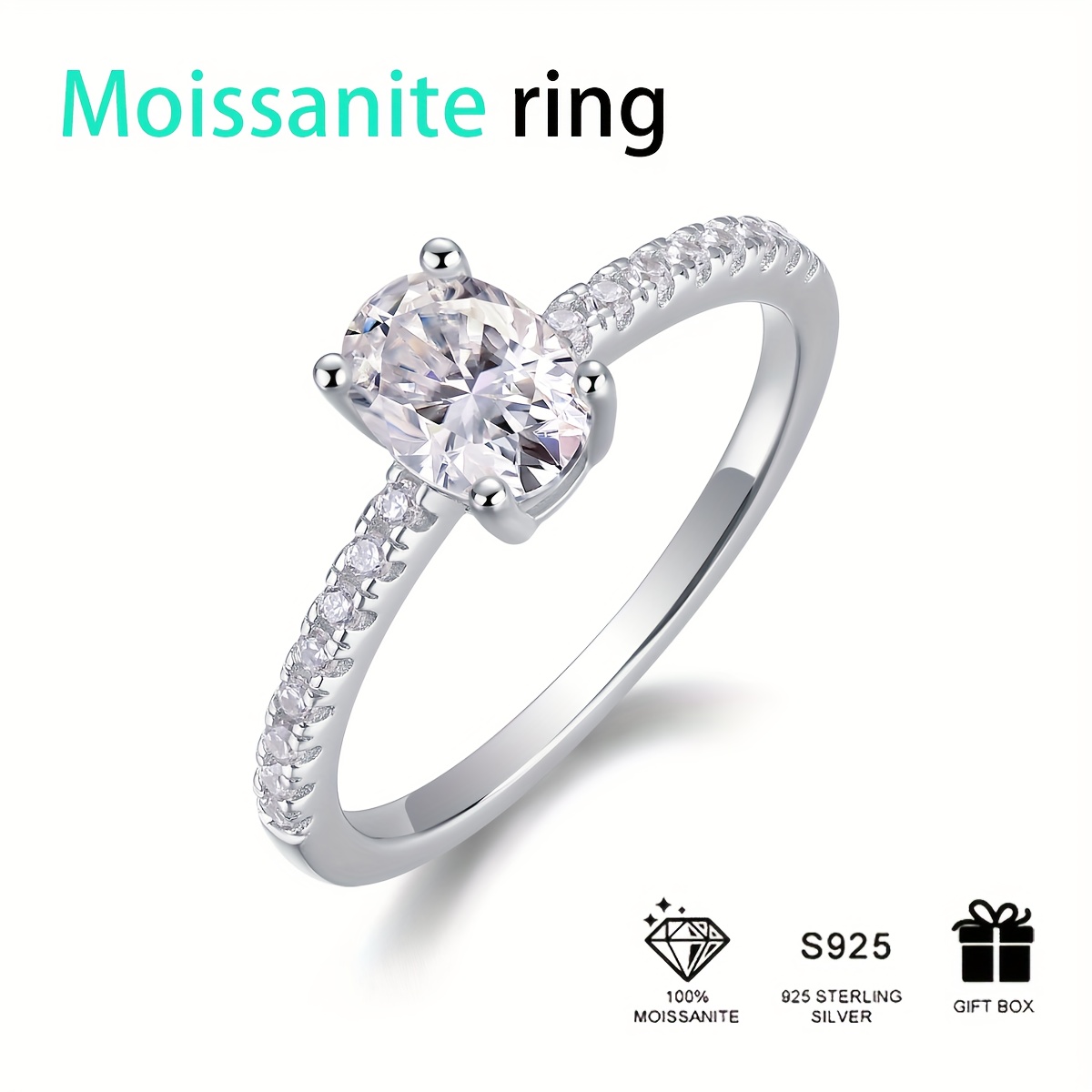 1 Carat Moissanite engagement and wedding Ring -925 sterling silver - perfect for banquets, parties and official occasions - anniversary gifts