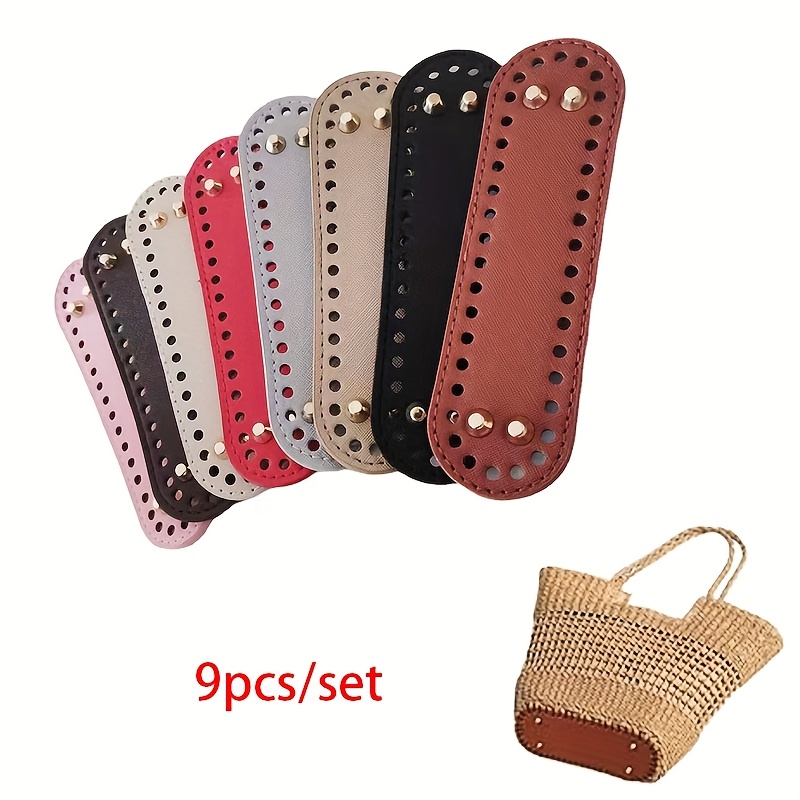 TEMU 9pcs/set 9 Colors 18cm Oval Handmade Weaving Bag Bottom Phone Bag Mouth Red Envelope Bag Base Additions Crochet Women's Bag Pu Base Plate