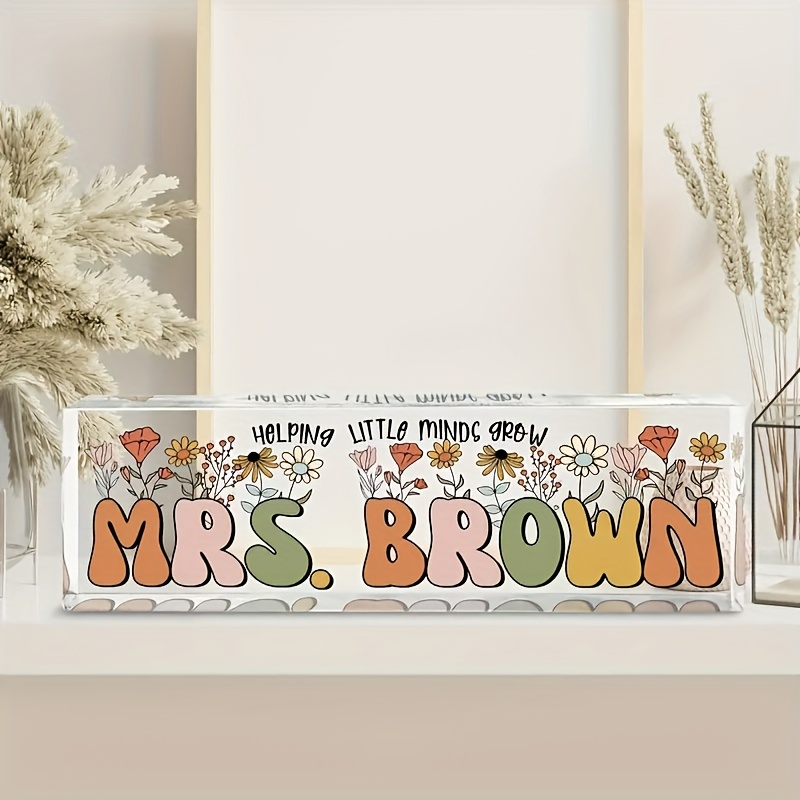 

1pc Custom Engraved Acrylic Teacher Desk Nameplate - Personalized Thank You Desk Sign For Female Educators, Classroom Decor With , Ideal Gift For Teachers