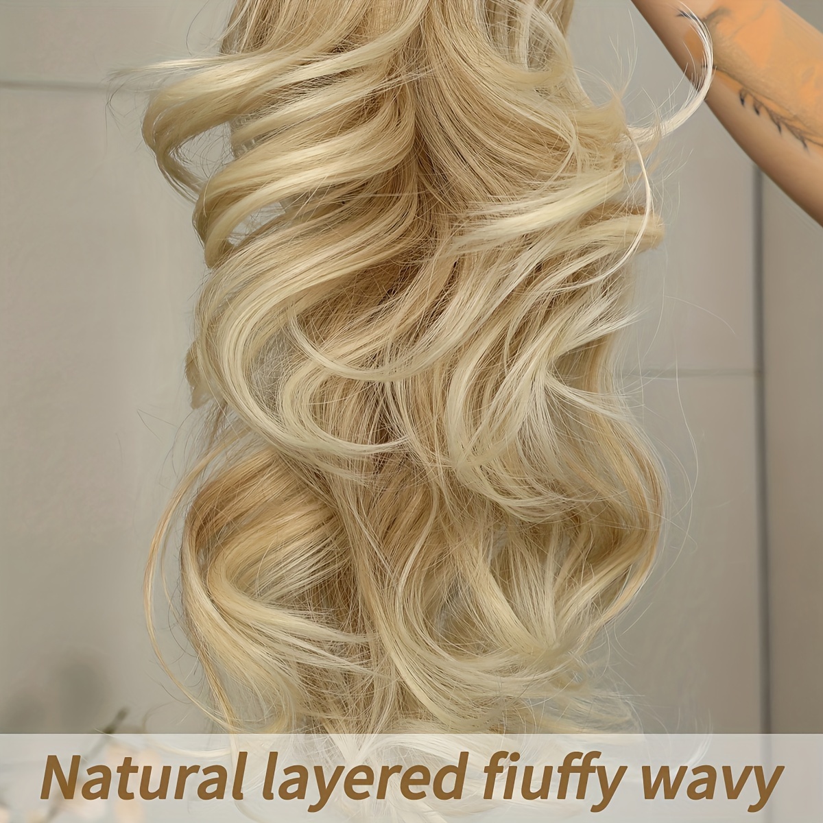claw ponytail extension 24 inch water wave wavy curly clip in hair extensions soft looking synthetic hairpiece for women details 4